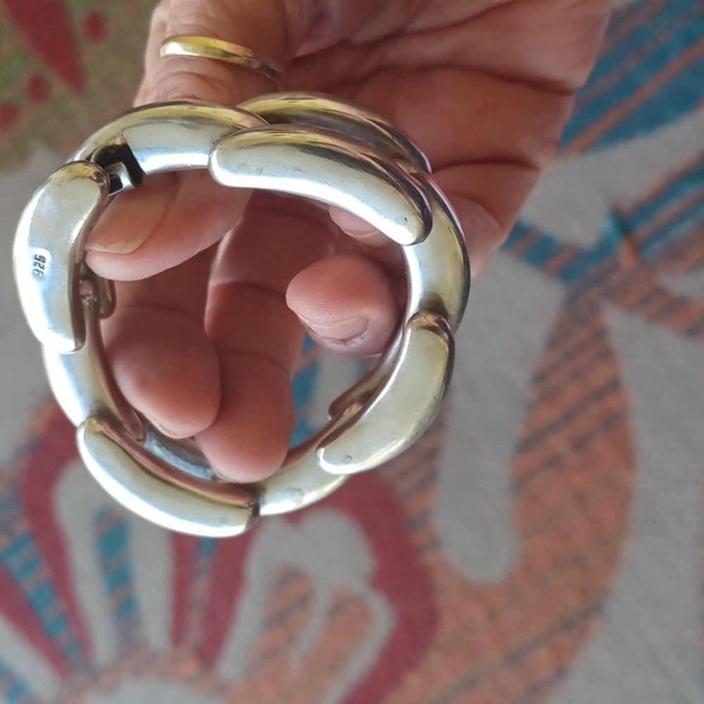 Vintage Hinged Link Bracelet Chunky 63gm of Sterling Silver 925 - Picture 10 of 12
